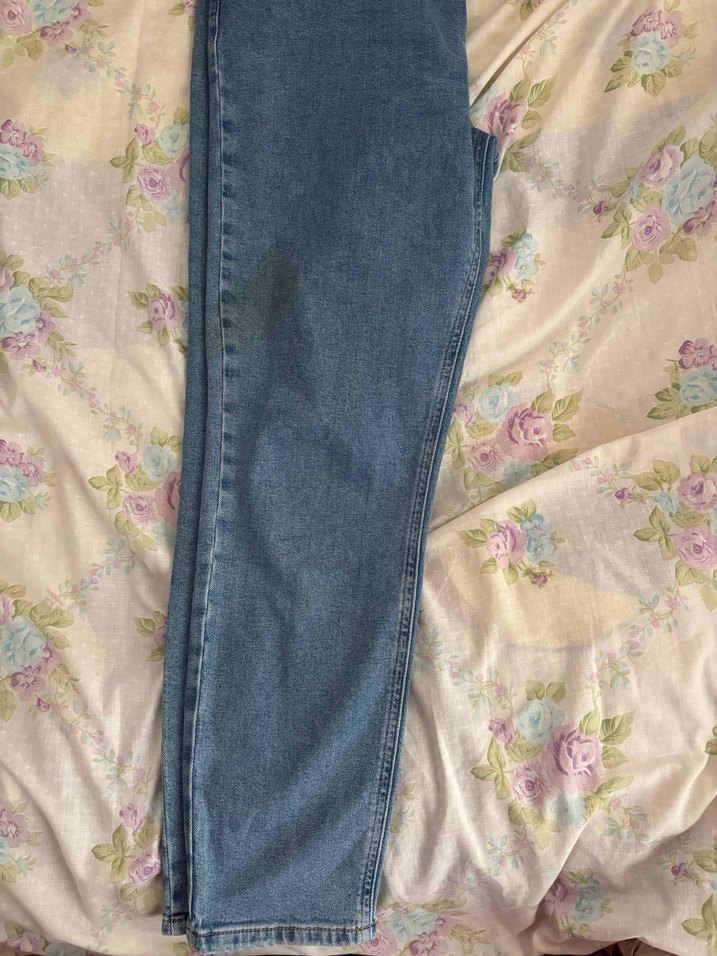 Düğmeli Mavi Kadın Denim Pantolon - Görsel 2