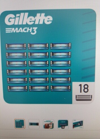 GİLLETTE mach3 traş bıçağı 18 li