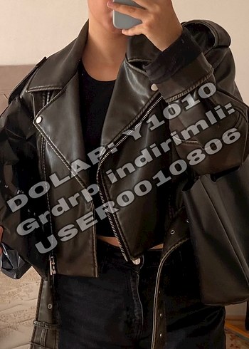 l Beden kahverengi Renk ZARA BIKER CEKET