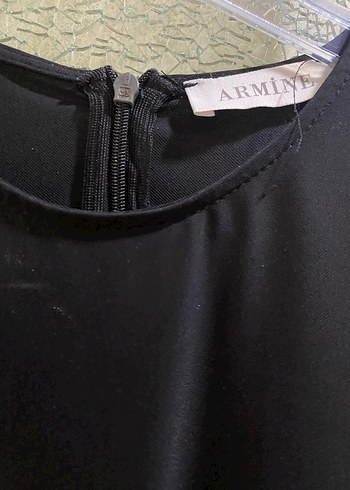 Armine Uzun Kollu Siyah Fırfırlı Uzun Tunik