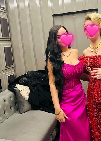 Parlak Payetli Straplez Uzun Pembe Abiye Elbise