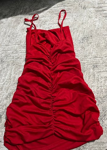 Kırmızı Drapeli Mini Elbise - Görsel 4