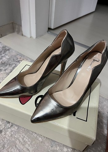 Kadın Gri Rugan Stiletto Ofis Ayakkabısı - Görsel 4