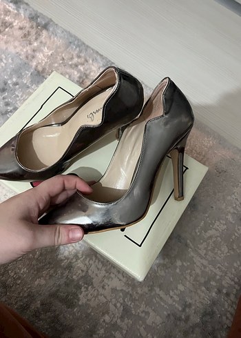 Kadın Gri Rugan Stiletto Ofis Ayakkabısı - Görsel 2