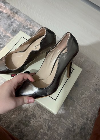 Kadın Gri Rugan Stiletto Ofis Ayakkabısı - Görsel 3