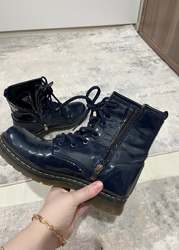 Koyu Mavi Rugan Kadın Goth Botu - Görsel 4