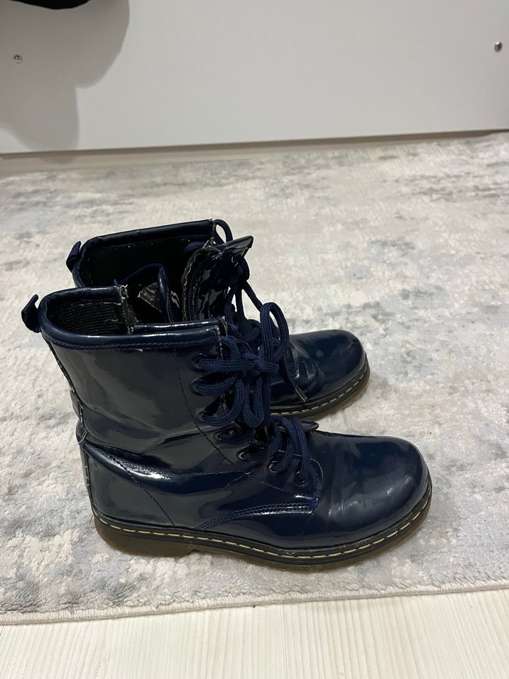 Koyu Mavi Rugan Kadın Goth Botu - Görsel 2