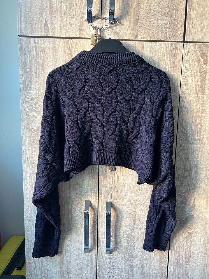 Lacivert Stradivarius Kazak - Görsel 4