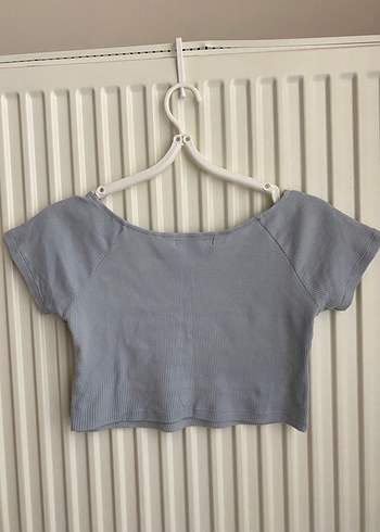 xs Beden gri Renk Bebek Mavisi Crop Top
