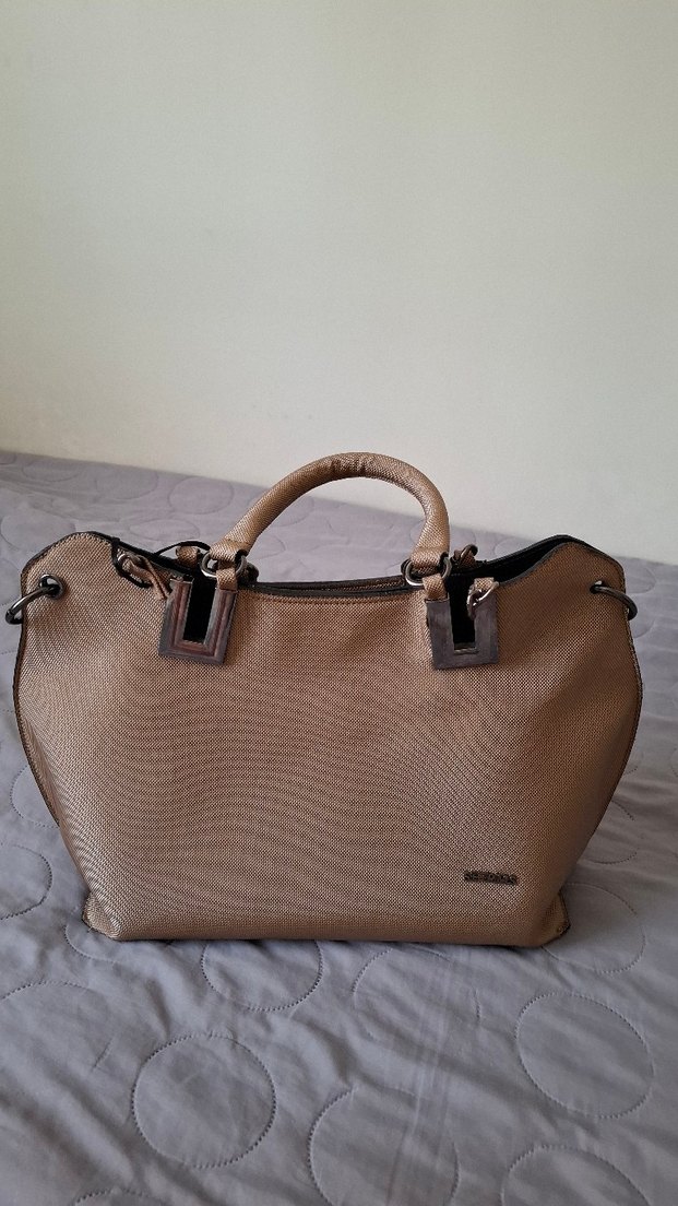 Bej Deri Zincir Detaylı Kadın Çanta - Görsel 2