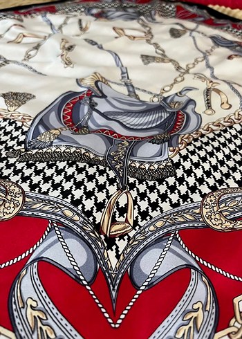 ARMİNE saten ipek desenli eşarp - Görsel 2