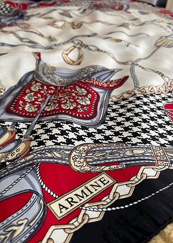 ARMİNE saten ipek desenli eşarp - Görsel 4