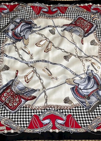 ARMİNE saten ipek desenli eşarp - Görsel 3