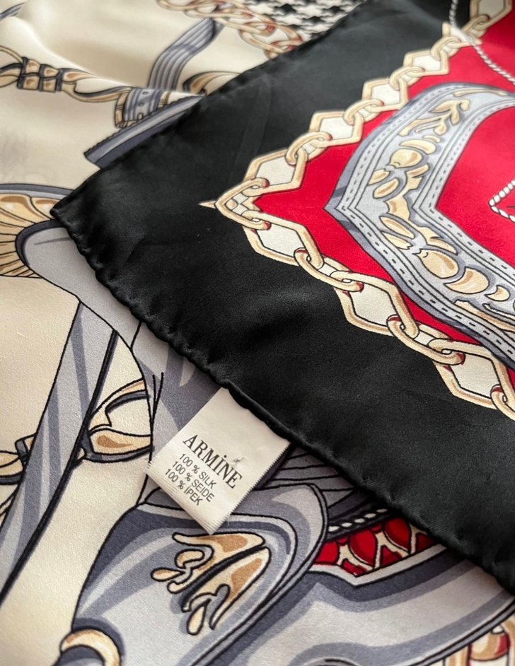 ARMİNE saten ipek desenli eşarp - Görsel 5