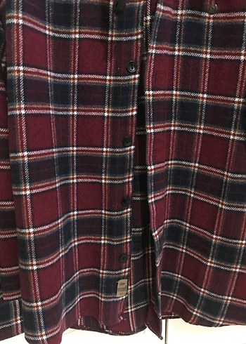 Bordo Kapüşonlu Ekose Gömlek - Görsel 2