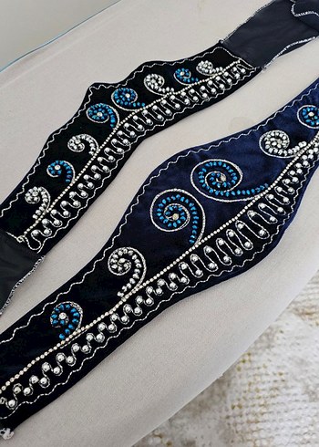 Nakışlı Boncuklu Lacivert bindallı - Görsel 4