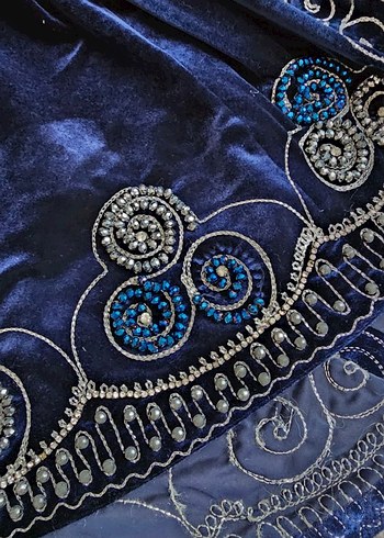 Nakışlı Boncuklu Lacivert bindallı - Görsel 3