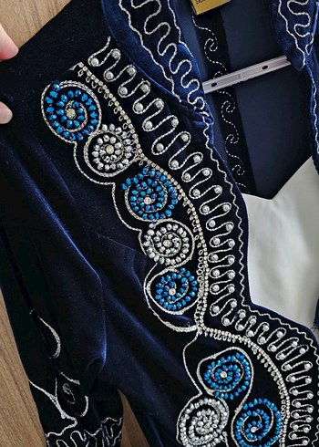 Nakışlı Boncuklu Lacivert bindallı - Görsel 2