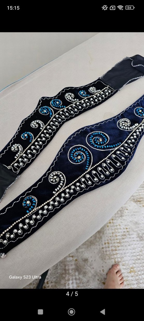 Nakışlı Boncuklu Lacivert bindallı - Görsel 4