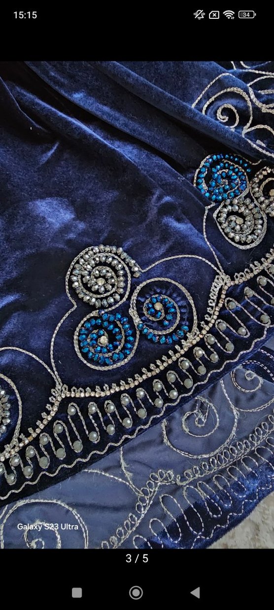 Nakışlı Boncuklu Lacivert bindallı - Görsel 3