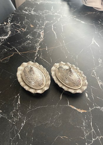 İşlemeli Gri-Beyaz Geleneksel Tabak Takımı - Görsel 2