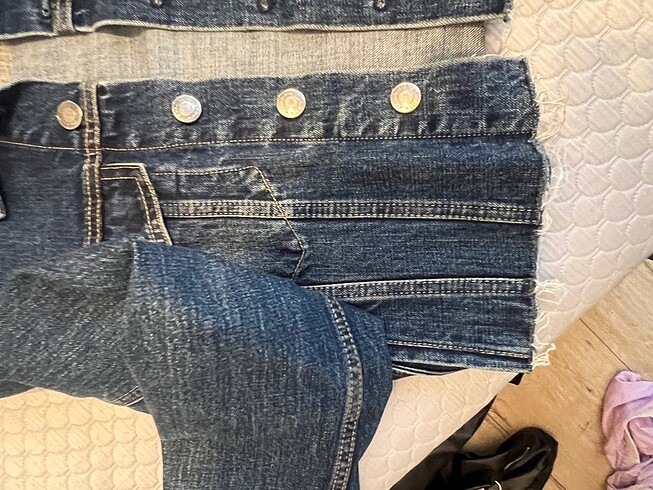 s Beden mavi Renk Koyu mavi kot crop ceket