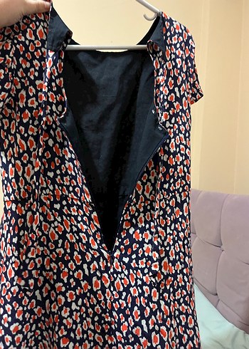 LC Waikiki Leopar Desenli çiçekli Kısa Kollu Elbise