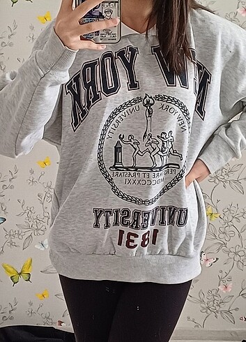 s Beden gri new york yakali sweat