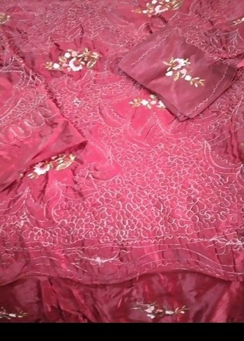 Bordo Nakışlı Yatak Örtüsü Seti - Görsel 3