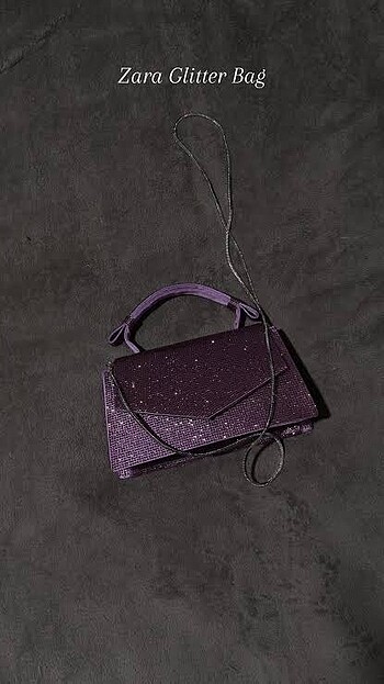 Zara Zara mor parlak taşlı çanta