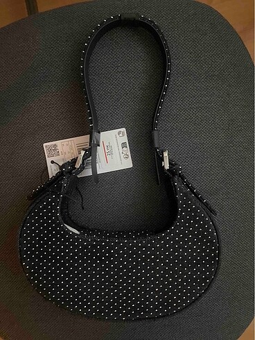 Beden Mango sert denim parlak taşlı çanta