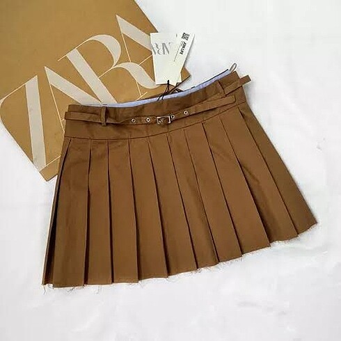 l Beden camel Renk Zara pileli etek