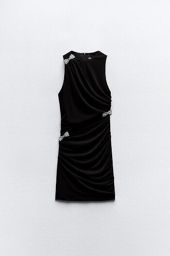 Zara Zara parlak taşlı fiyonklu elbise