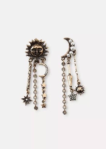 Altın Renkli Zincir Detaylı Uzun Bohem Küpeler zara model  - Görsel 3