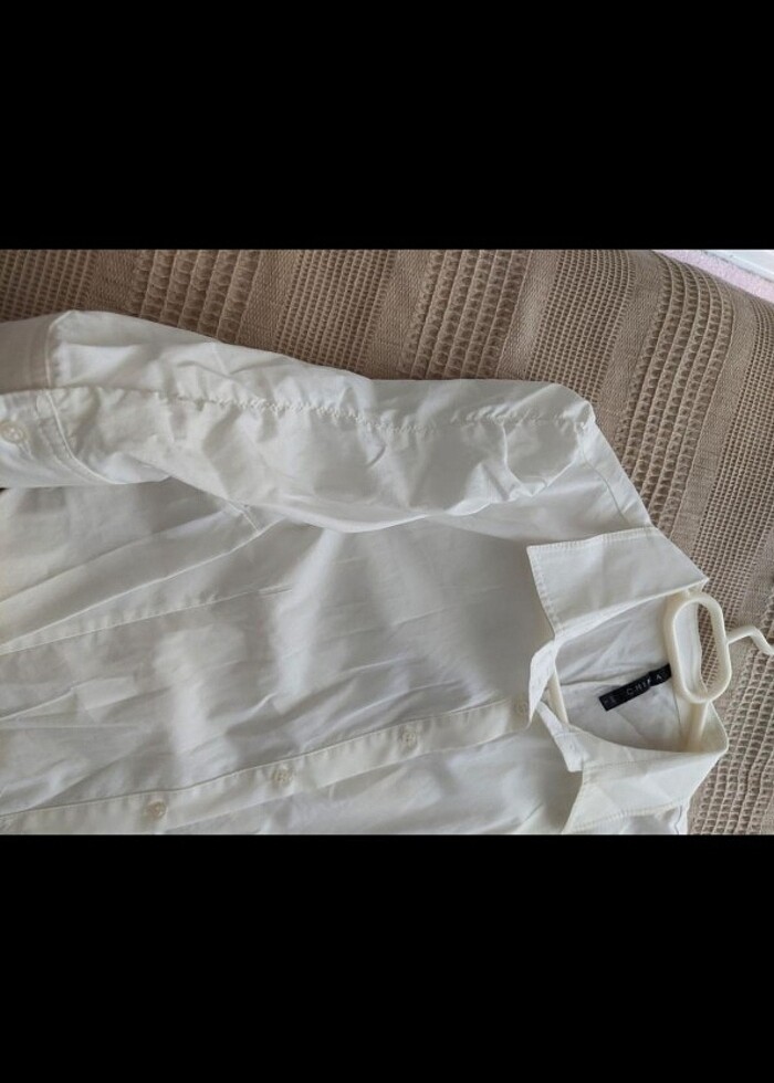 Chima kısa kollu beyaz gömlek  - Görsel 3