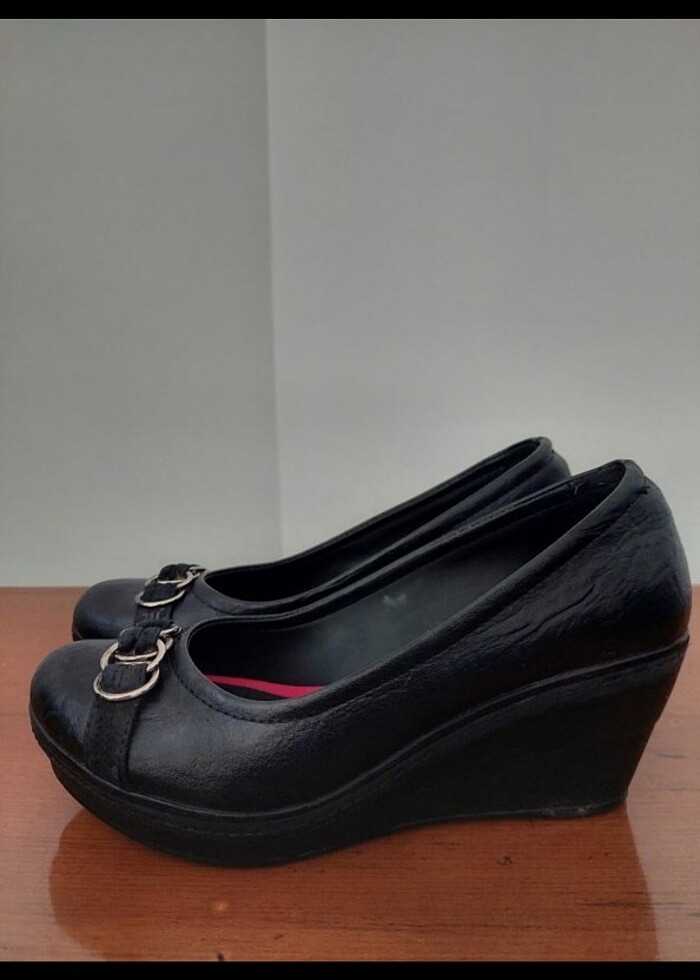 Siyah kadın dolgu topuk ayakkabı  - Görsel 4