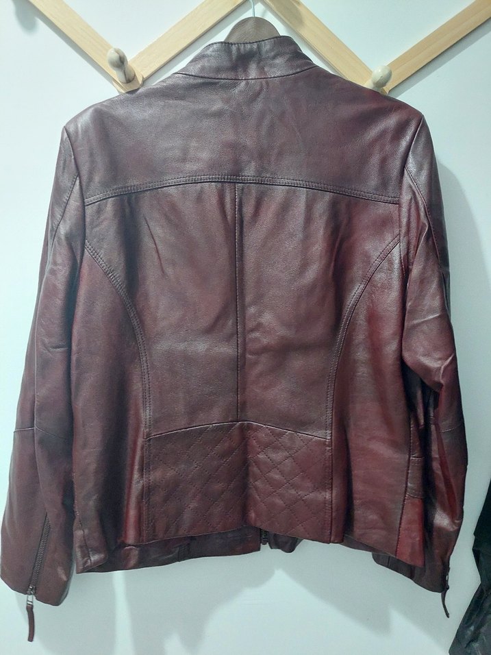 derimod Bordo Kadın Deri Ceket - Görsel 2