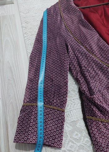 Bordo Desenli vintage röpteşambır - Görsel 4