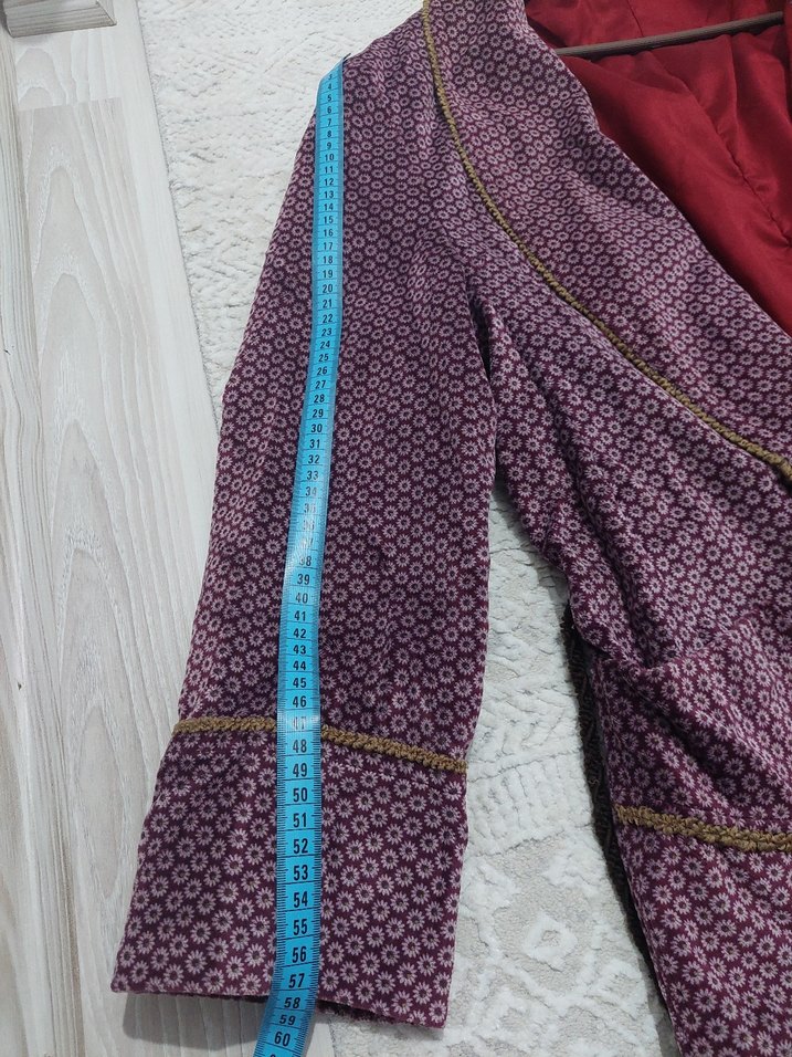 Bordo Desenli vintage röpteşambır - Görsel 4