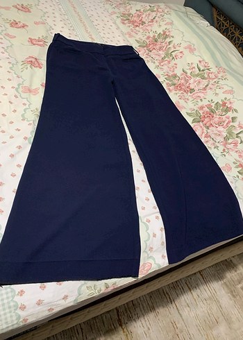 Düğmeli Lacivert Kadın Kumaş Pantolon - Görsel 2