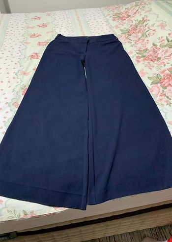 Düğmeli Lacivert Kadın Kumaş Pantolon - Görsel 3