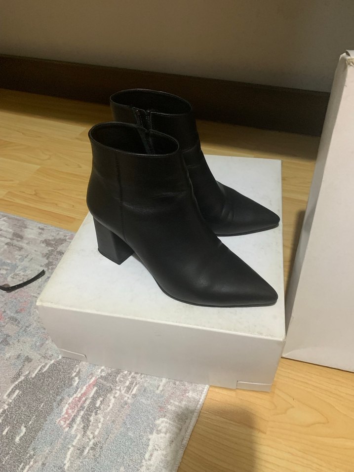 Siyah Deri Stiletto Topuklu Kadın Bot - Görsel 2