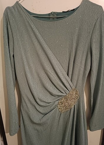 xl Beden Mint yeşili uzun abiye 