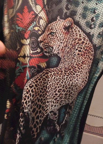 38 Beden Kadın Çok Renkli Leopar Desenli Uzun Kollu Bluz