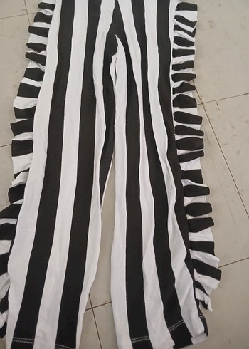 cocuk Zebra Desenli Fırfırlı Dar Kesim Pantolon