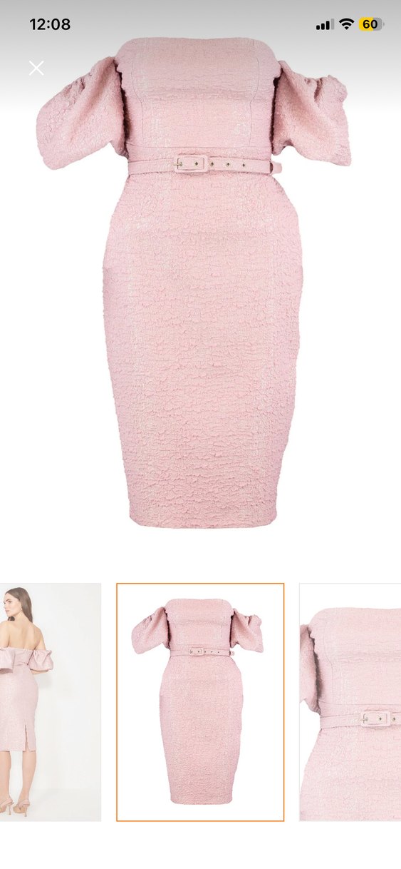 Milla Pembe Midi Kalem Elbise Balon Kol - Görsel 3