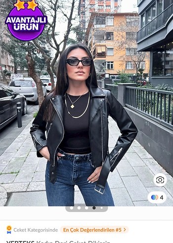 Siyah Kemer Detaylı Deri Ceket - Görsel 2