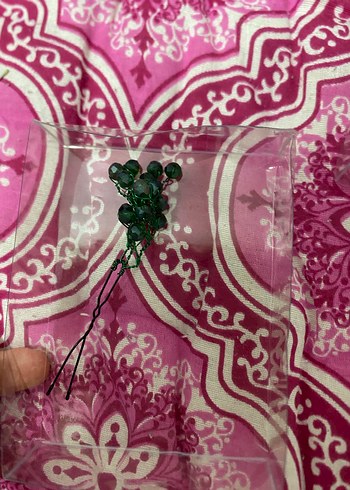 Boncuklu Yeşil Örgü Saç Aksesuarı - Görsel 2