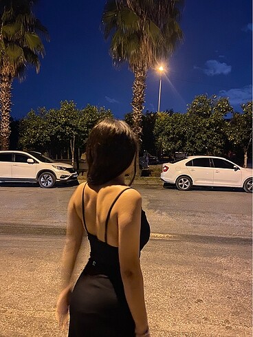 Diğer askılı siyah elbise