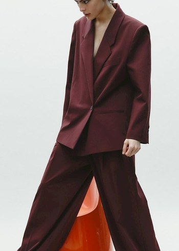 Zara Bordo Düğmeli Kadın Blazer Ceket